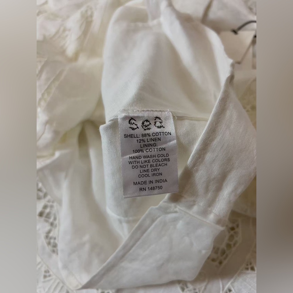 NWT Sea New York Anita Lace Eyelet Cotton Linen Blouse Top - Picture 9 of 9